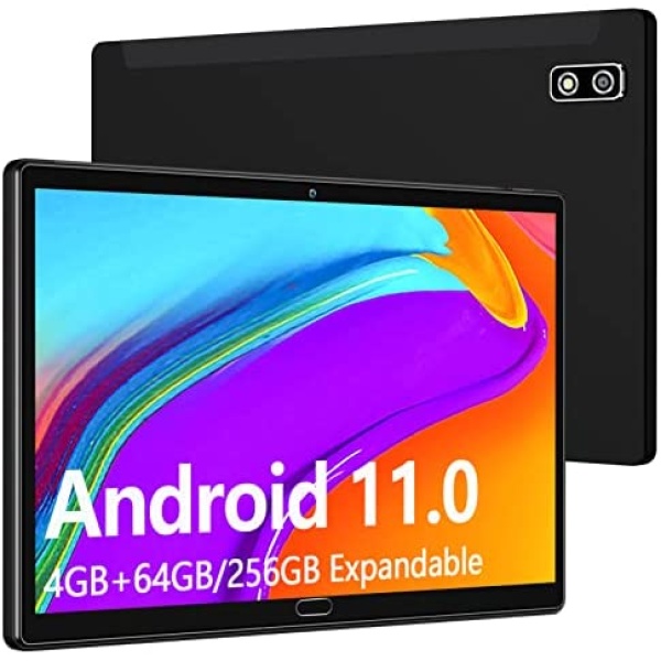 10 Inch Tablet Android 11 64GB/256GB Expandable, 4GB RAM Octa-Core 6000mAh Battery, 4G Cellular Dual Sim Tablet, 13MP Camera HD Touchscreen Google Certified Tablet (2022 Metal Body Black)