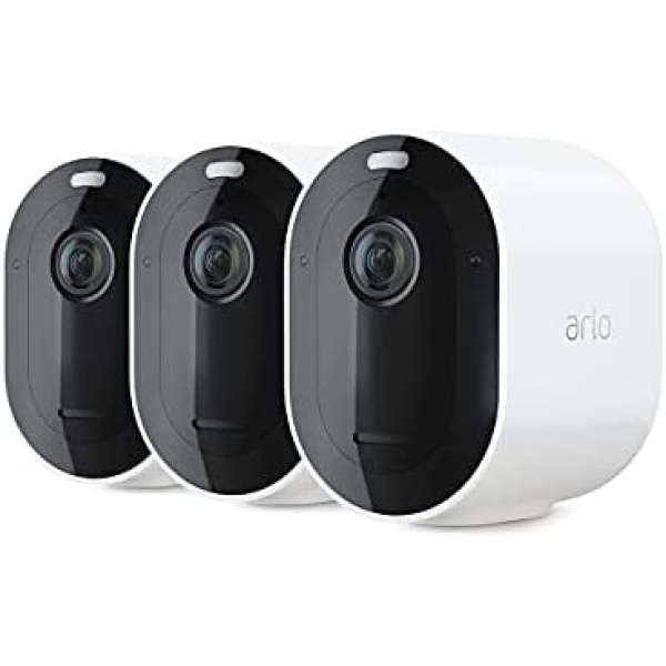 Arlo Pro 4 Spotlight Camera - 3 Pack - Wireless Security, 2K Video & HDR, Color Night Vision, 2 Way Audio, Wire-Free, Direct to WiFi No Hub Needed, White - VMC4350P (Renewed)