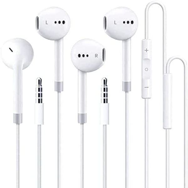 2 Pack Wired Earbuds/Headphones Wired/Earphones in-Ear Headphones with Mic, Built-in Volume Control, Compatible with iPhone 6/6S/Android/iPad Most 3.5mm Audio Devices