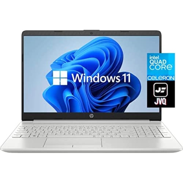 2022 Newest HP 15.6" HD Laptop Computer, Intel Celeron Quad-Core N4120(up to 2.6GHz), 8GB DDR4 RAM, 128GB SSD, HDMI, Bluetooth, Webcam, USB-C, RJ45 Ethernet, Windows 11S, Silver, JVQ Mousepad