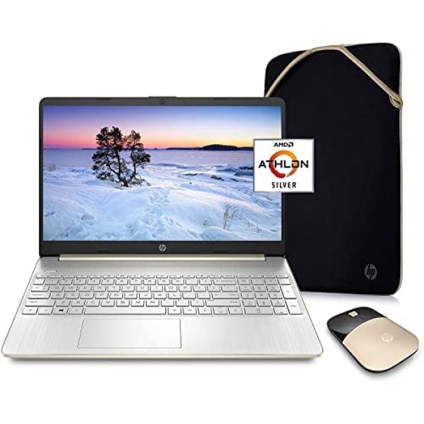 2022 Newest HP Pavilion 15.6" HD Laptop Computer, AMD Athlon Silver 3050U (Up to 3.2GHz), 8GB RAM, 256GB SSD, Webcam, USB-C, Fast Charger, Numpad, Wins 10 W/ 1 Year of Microsoft 365, Mouse, Sleeve