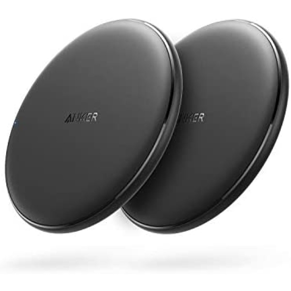 Anker 10W Max Wireless Charger, 2 Pack 313 Wireless Charger (Pad), Qi-Certified Wireless Charging 7.5W for iPhone 12/12 Pro/12 mini/12 Pro Max, 10W for Galaxy S10 S9 S8, S9 Plus (No AC Adapter)