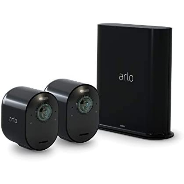Arlo Ultra 2 Spotlight Camera - 2 Camera Security System - Wireless, 4K Video & HDR, Color Night Vision, 2 Way Audio, Wire-Free, 180º View, Black - VMS5240B-200NAS