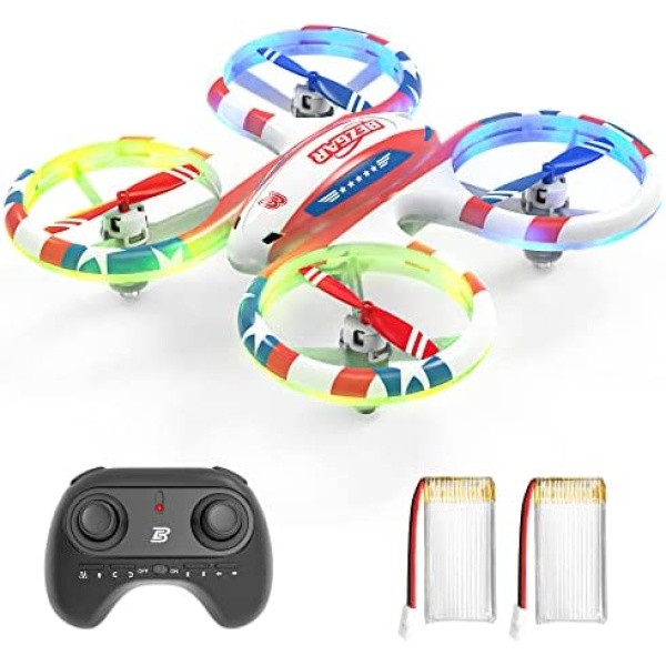 BEZGAR Mini Drone for Kids and Beginners, RC Quadcopter Indoor Small Helicopter Plane with LED Lights, 3D Flip, Headless Mode and 2 Batteries, Propeller Full Protect Remote Control Drone, Great Gifts Toys for Boys and Girls