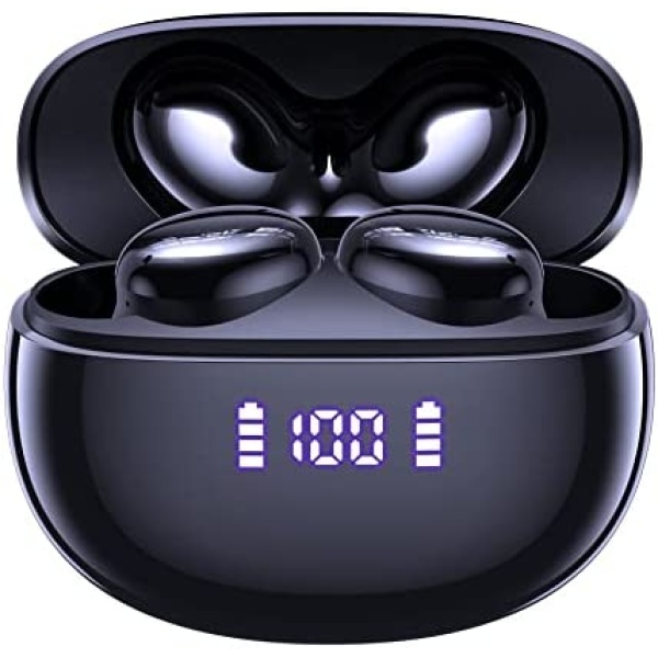 CAPOXO Wireless Earbuds Bluetooth Headphones 40Hrs Playtime with Wireless Charging Case&Dual LED Power Display, IPX7 Waterproof Earphones, in Ear Stereo Headset Built-in Mic for iPhone/Android