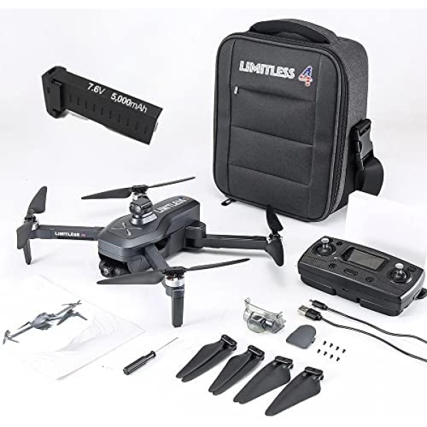 Drone X Pro LIMITLESS 4 GPS 4K UHD Camera Drone for Adults with EVO Obstacle Avoidance, 3-Axis Gimbal, Auto Return Home, Follow Me, Long Flight Time, Long Control Range, 5G WiFi FPV Live Video, EIS, Superior Stabilization (With Travel Case)