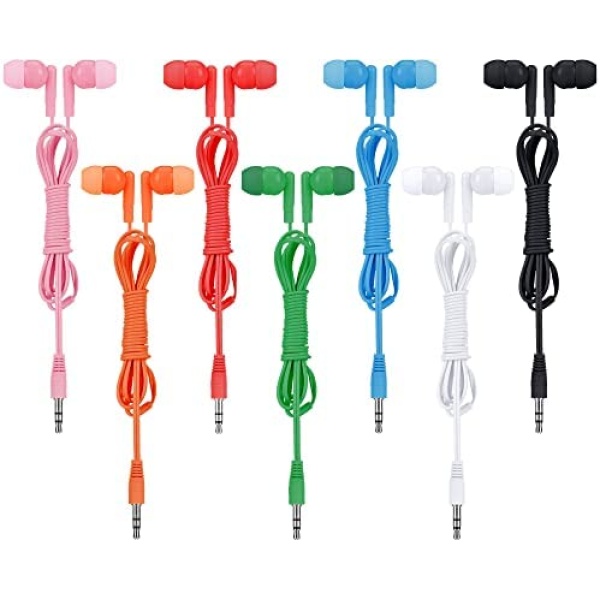 Earbuds for Kids 10 Packs, QIDAIZUOEN Kids Wired Headphones Bulk for School Classrooms Girls Boys Individually Wrapped in 7 Colors