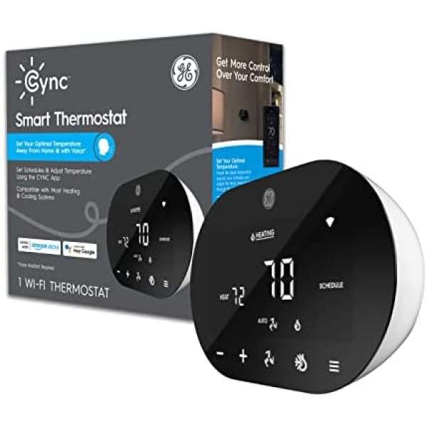 GE CYNC Smart Thermostat, Programmable Wi-Fi Thermostat, Works with Alexa and Google Home