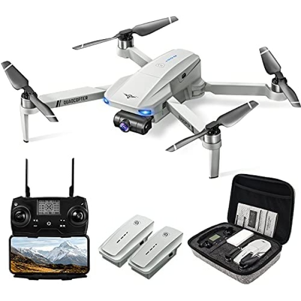 GPS Drone with 4K 2-Axis Gimbal Camera for Adults Beginners, Long Range Professional FPV Quadcopter with Brushless Motor, 2 Batteries 50Mins Flight Time, Smart Return Home, Follow Me