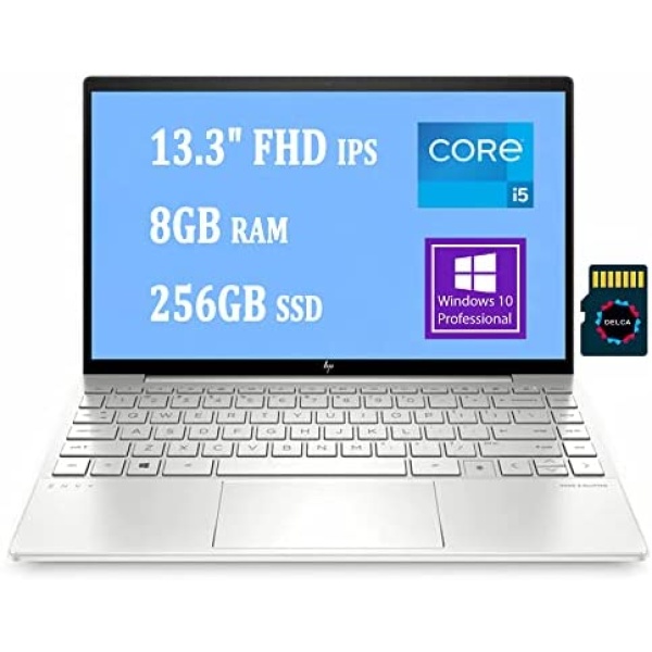 HP Premium Envy 13 Laptop | 13.3" FHD IPS 100% sRGB Display | 11th Gen Intel 4-Core i5-1135G7 (> i7-1065G7) | 8GB DDR4 256GB SSD | Backlit Fingerprint B&O USB-C Win10 Pro Silver + 32GB Micro SD Card
