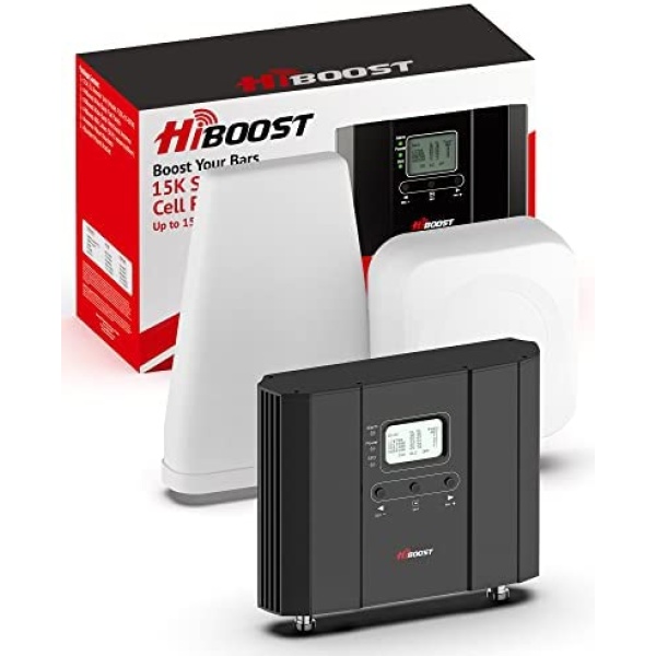 Hiboost Cell Phone Signal Booster for Home and Office, 8,000 sq ft, Boost 5G 4G LTE Data for Verizon AT&T and All U.S. Carriers, FCC Approved (15K Smart Link)