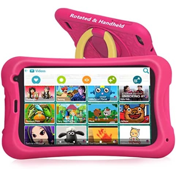 Kids Tablet 7 inch Android Tablet for Kids with WiFi Dual Camera Toddler Tablet for Kids 2+32GB Android 12 Go Edition 3000mAh with Kidoz Pre-Installed Parental Control Google Play YouTube Netflix