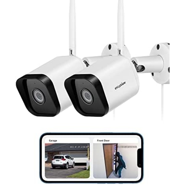 LaView Outdoor Security Cameras 1080P HD,Cameras for Home Security with AI Human Detection,Waterproof IP65,2-Way Audio,Clear Night Vision,2.4G WiFi,SD Card Slot&US Cloud Storage,Work with Alexa,ONVIF