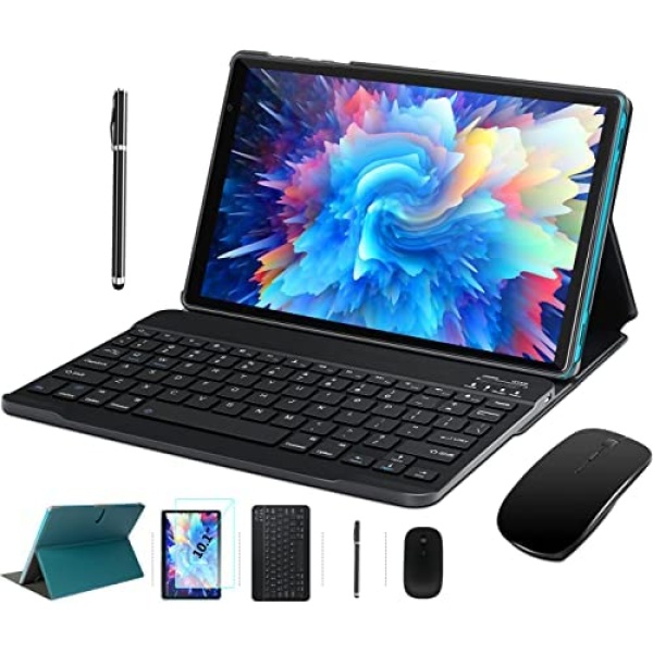 MEBERRY Android 10.0 Tablet : 10in Ultra-Fast 4GB/RAM,64GB/ROM Tablets-8000mAh Battery-WiFi Support - Bluetooth Keyboard | Mouse | M7 Tablet Cover and More Include - Blue