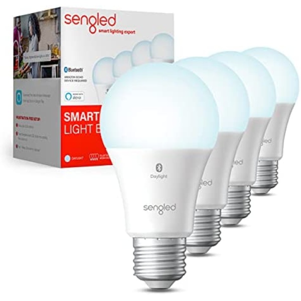 Sengled Smart Light Bulb, Bluetooth Mesh Smart Bulb That Works with Alexa Only, Standard A19, Dimmable Daylight 5000K, E26 60W Equivalent 800LM, 4 Pack – A Certified for Humans Device