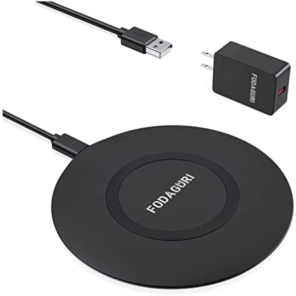 Slim Wireless Charger,15W Fast Qi Wireless Charging Pad with QC3.0 Adapter, Compatible with iPhone 13/13 Pro/13 Pro Max/13 Mini/12/XR/XS/8 Plus/Samsung Galaxy S21/S20/S9/Note 20/10/Google Pixel 6/5