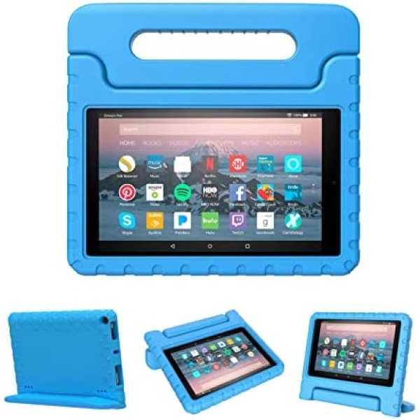 Viahoo Kids Case for Fire HD 8 8th/7th/6th Gen 2018/2017/2016 Releases Tablet Kid-Proof & Shockproof Sturdy Foam Case for Boys Girls Lightweight Durable Cover with Handle Stand, Blue