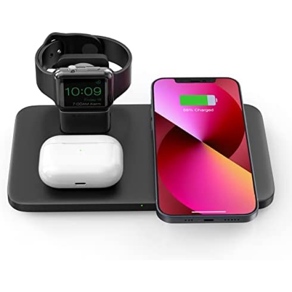 Wireless Charger,3 in 1 Wireless Charging Station for iWatch,Wireless Charging Islet for AirPods Pro/2,for Galaxy Buds/20,Wireless Charging Pad for iPhone13 12 11 Pro Max/X/XS/XR/8P(NO QC 3.0 Adapter)