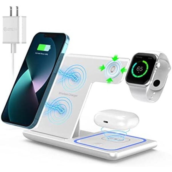 Wireless Charger,ANYLINCON 3 in 1 Wireless Charger Station for Apple iPhone/iWatch/Airpods,iPhone 13,12,11 (Pro, Pro Max)/XS/XR/XS/X/8(Plus),iWatch 7/6/SE/5/4/3/2,AirPods 3/2/pro