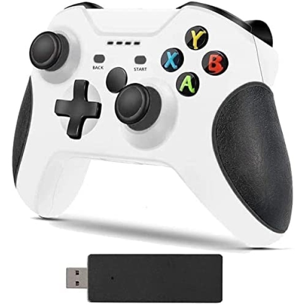Wireless Controller for Xbox One, Moofahom Gamepad 2.4GHZ Game Controller Compatible with Xbox One/One S/One X/One Series X/S /Elite/PC Windows 7/8/10 with Built-in Dual Vibration（White）