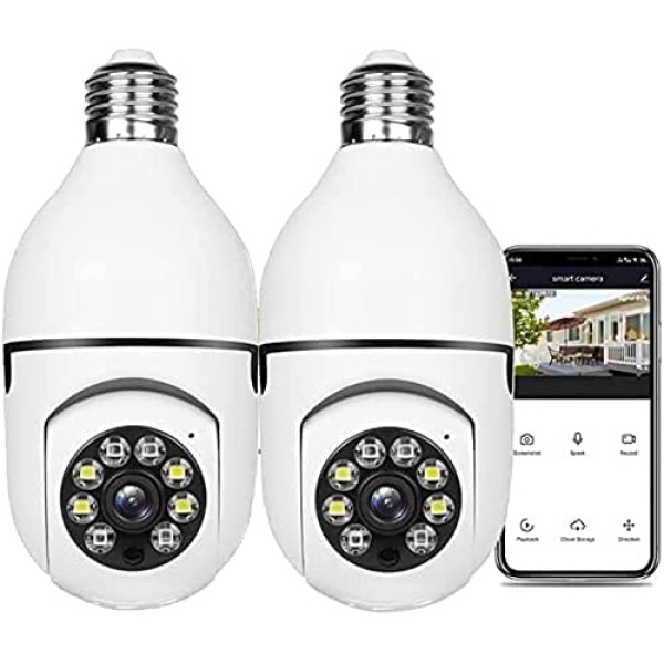 Wireless WiFi Light Bulb 1080p Security Camera - 2.4GHz WiFi Smart 360 Camera for Indoor and Outdoor, Light Socket Camera with Real-time Motion Detection and Alerts, Night Vision