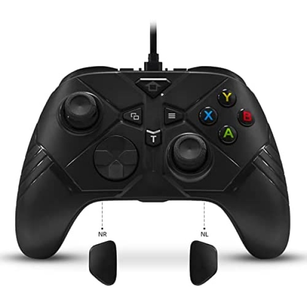 Xbox One Wired Controller,USB Gamepad Joypad Controller for Xbox One/S/X/PC Windows 7/8/10 with 3.5mm Audio Jack Back Button Turbo Key(Black)