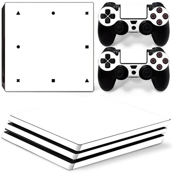 Gam3Gear Vinyl Decal Protective Skin Cover Sticker for PS4 Pro Console & Controller (NOT for PS4 / PS4 Slim) - White