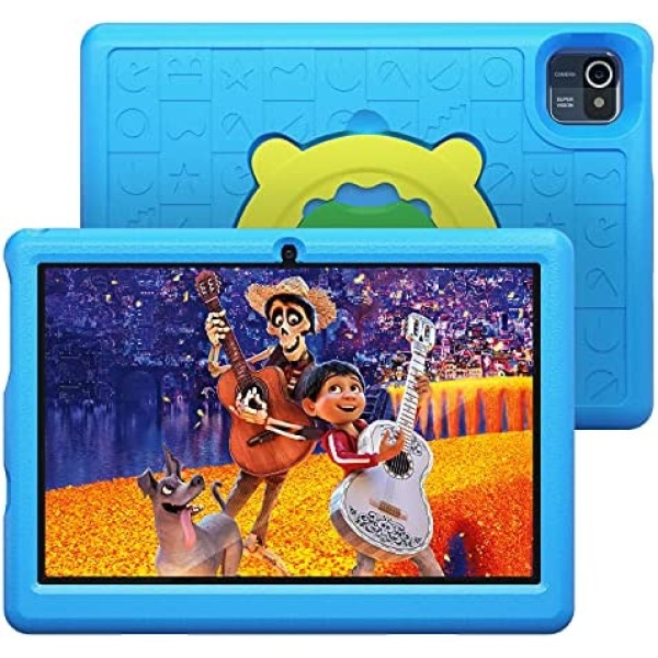 Kids Tablet 10 inch -Android 10.0 Tablet PC 10.1" Display, 6000mAh, Kidoz Pre Installed, Parental Control, Tablet for Kids, 32GB ROM, Quad Core Processor, Wi-Fi, Bluetooth, Kid-Proof Case, Blue