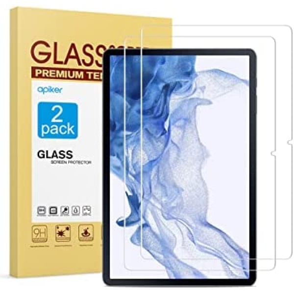 [2-Pack] apiker for Samsung Galaxy Tab S8 Plus/S7 FE/Galaxy Tab S7 Plus 12.4 inch Screen Protector, Tempered Glass for Galaxy Tab S8 Plus (SM-X800/X806) with S Pen Compatible Scratch Resistant