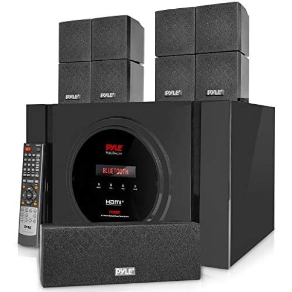 5.1 Channel Amplifier Speaker System - 300W Bluetooth Wireless Surround Sound Home Theater Audio Stereo Power Receiver Box Set w/Built-in Subwoofer, 5 Speakers, Remote, FM Radio, RCA - Pyle PT589BT.6