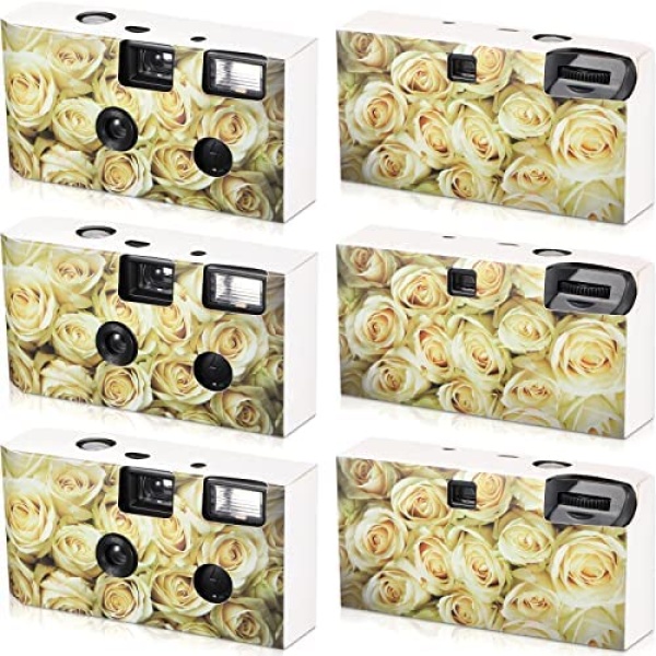 6 Packs Disposable Camera for Wedding Single Use Film Camera with Flash for Wedding, Anniversary, Travel, Camp, Party Supply