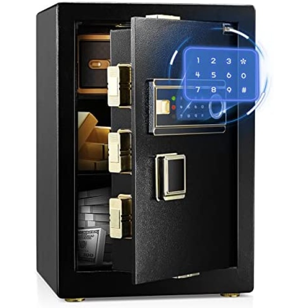 ADIMO Safe, 2.5 Cubic Feet Cabinet Safe Box with LCD Smart Touch Screen and Digital Keypad, Smart Alarm System and Removable Shelf, Home & Office Safe for Documents, Money, Gold and Pistol