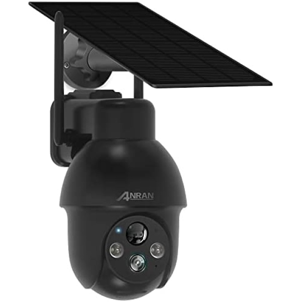 ANRAN 2K Security Camera Outdoor - Solar Camera Wireless with 360° View, Smart Siren, Spotlights, 3MP Color Night Vision, AI Human Detection, 2-Way Talk, Compatible with Alexa, Q3 Black