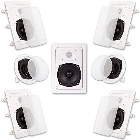 Acoustic Audio HT-57 In Wall In Ceiling 1400 Watt Home Theater 7 Speaker System