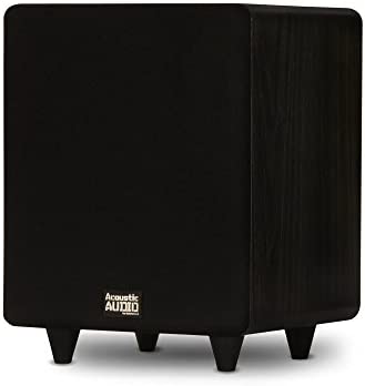 Acoustic Audio PSW300-8 Home Theater Powered 8" LFE Subwoofer Black Front Firing Sub,300 Watts