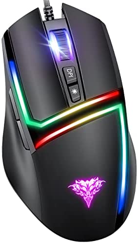 BENGOO Wired Gaming Mouse, PC Computer Mice USB Mouse with 6 RGB LED Modes, High-Precision 6 Adjustable DPI Up to 8000, 7 Programmable Buttons, Ergonomic Optical Mouse for Windows PC Mac Laptop Gamer