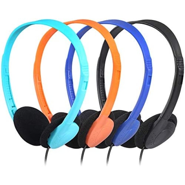 CN-Outlet Classroom Headphones 100 Pack in Bulk Multi Colored for School Kids, Wholesale On Ear Earphones 3.5mm Pulg Compatible with iPad Computer Chromebook Tablet