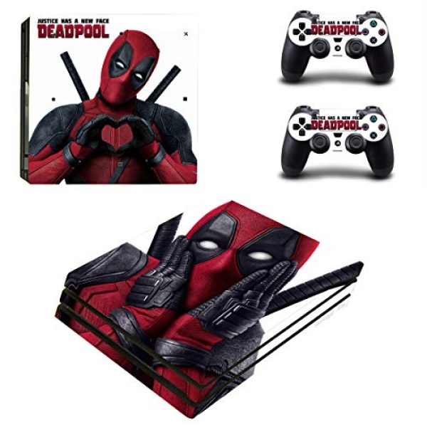 Decal Moments PS4 Pro Console Skin Set Vinyl Decals Stickers for Playstation 4 Pro Console Dualshock 2 Controllers Deadpool (PS4 Pro Only)