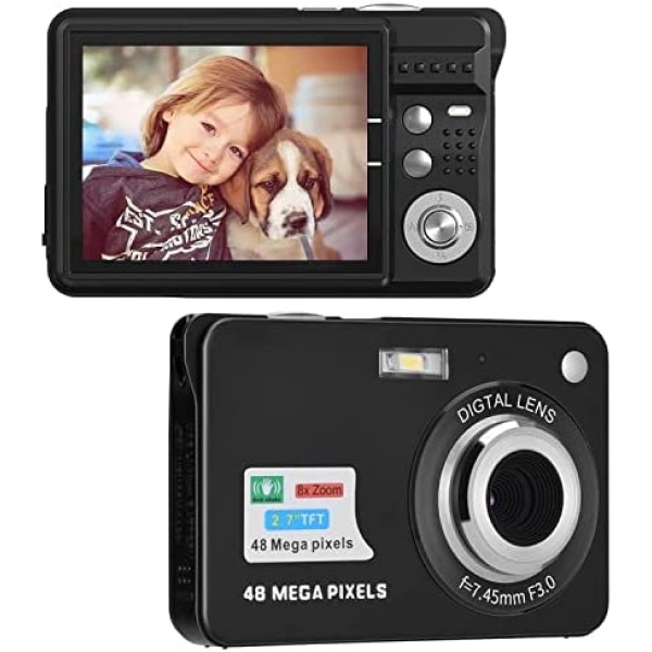 Digital Camera 2.7K Video Camera Compact Camera 48MP YouTube Camera Rechargeable 16x Digital Zoom Beginner Pocket Camera