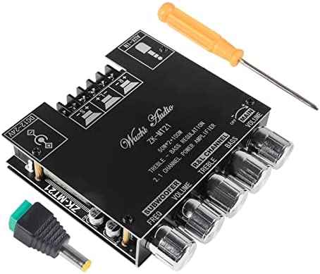 Diitao 50W×2+100W Bluetooth Power Amplifier Board with Subwoofer 2.1 Channel, 12V-24V Audio Power Amplifier Module with Treble and Bass Control for DIY Bluetooth Audio ZK-MT21