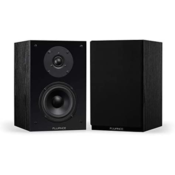 Fluance Elite High Definition 2-Way Bookshelf Surround Sound Speakers for 2-Channel Stereo Listening or Home Theater System - Black Ash/Pair (SX6-BK)