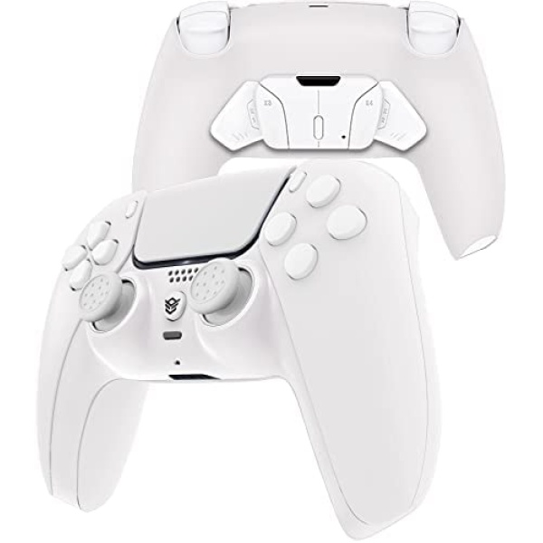 HexGaming RIVAL PRO 4 Paddles & Exchangeable Joysticks & FlashShot Compatible with ps5 Pro Controller PC Wireless FPS Gamepad - White