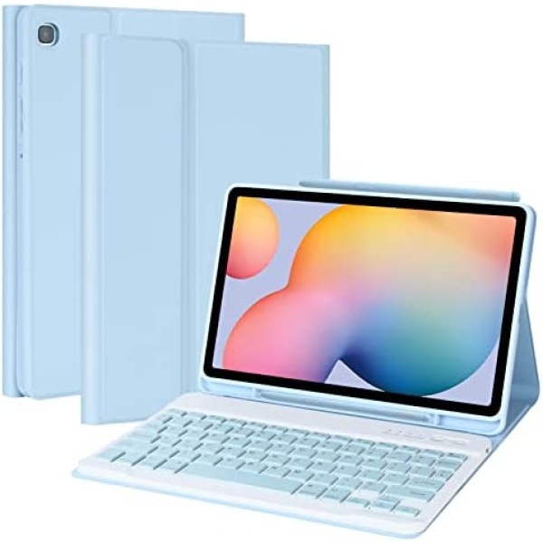 Keyboard Case for Samsung Galaxy Tab S6 Lite 10.4'' 2020 Model SM-P610 /SM-P615, S6 Lite 10.4 Case with Keyboard, S Pen Holder Detachable Bluetooth Keyboard S6 Lite Tablet, Blue
