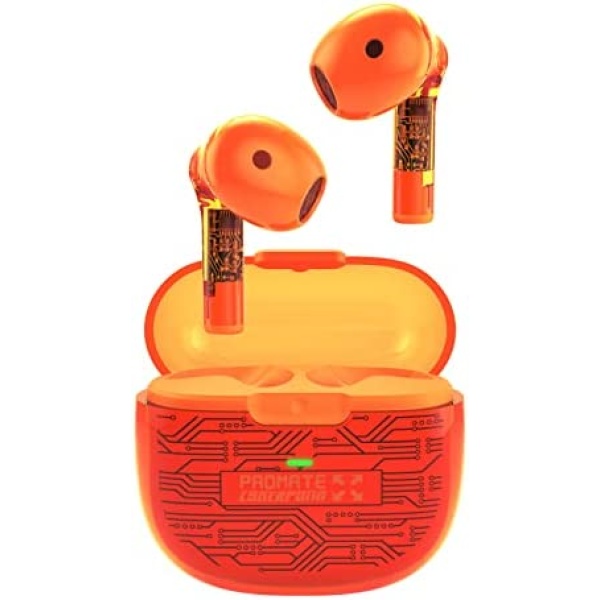 Pamu Wireless Bluetooth 5.3 Earbuds Headphone with Charging Case & Microphone, Noise Cancelling Earbuds, Waterproof Sport in Ear Headphones Earbuds Orange