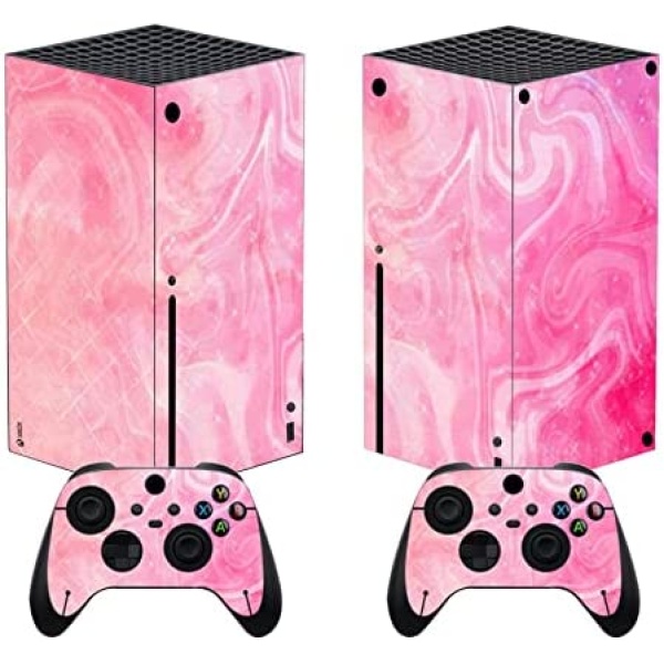 PlayVital Psychedelic Pink Custom Vinyl Skins for Xbox Series X, Wrap Decal Cover Stickers for Xbox Series X Console Controller