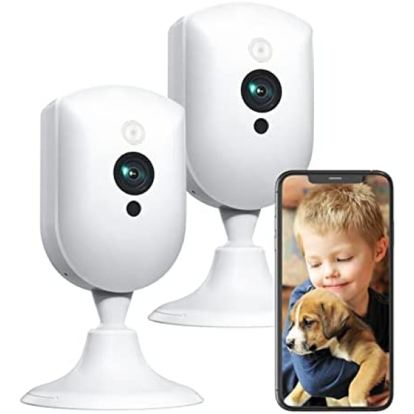 Smart Indoor Security Camera, 1080p Pet Camera with Clear Night Vision, Sound/Motion Detection, Two Way Talk, Plug in WiFi Camera for Home Security, Puppy/Baby/Dog Monitor, Works with Alexa