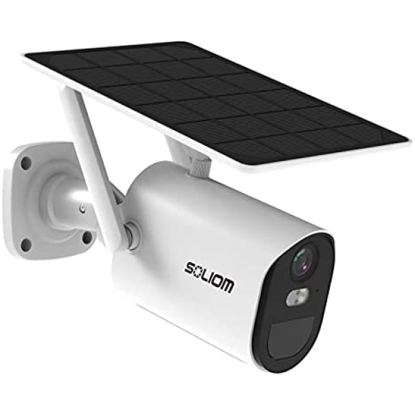 Solar-Security-Camera-Outdoor Wireless Battery Powered,1080p Home WiFi Security Camera,Spotlight Color Night Vision,Two-Way Talk,Siren Alarm, Motion Detection with schedulable Working time-SOLIOM B10