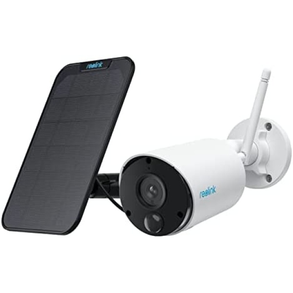 Solar WiFi Camera Security Outdoor, 100% Wire-Free, Wireless Battery Powered, 1080p, 2-Way Talk, Night Vision, PIR Motion Detection, Works with Alexa, REOLINK Argus Eco with Solar Panel