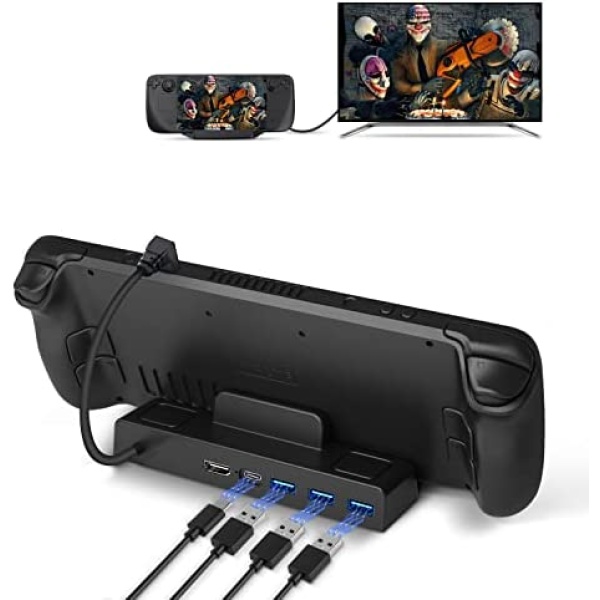 Steam Deck Docking Station with 4k HDMI Interface,3 USB 3.0& 65W Charging Port,Type-C Cable for Switch, Tablet, Monitor, Handle, Steam Deck Accessories