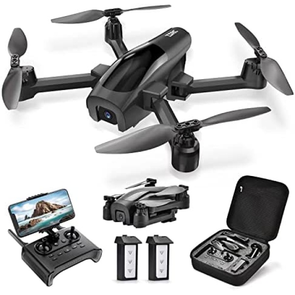 TENSSENX Drone with Camera, Foldable FPV Drone for Adults and Kids, Black Portable RC Quadcopter with 2 Batteries for 40 Min flight, Voice and Gesture Control, Optical Flow Positioning, Gravity Sensor